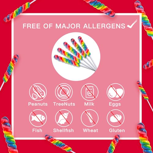 Big Size! 12 Pack Twisty Lollipop, Rainbow Twist Lollipops Individually Wrapped Bulk, Kid's Lollipops Candy for Birthday, Net 17g Mixed Fruit Flavor