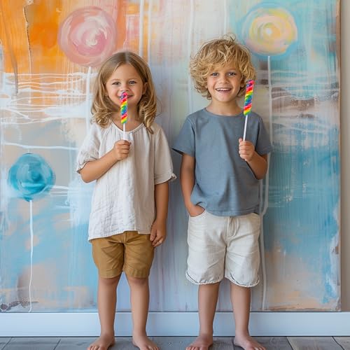 Big Size! 12 Pack Twisty Lollipop, Rainbow Twist Lollipops Individually Wrapped Bulk, Kid's Lollipops Candy for Birthday, Net 17g Mixed Fruit Flavor