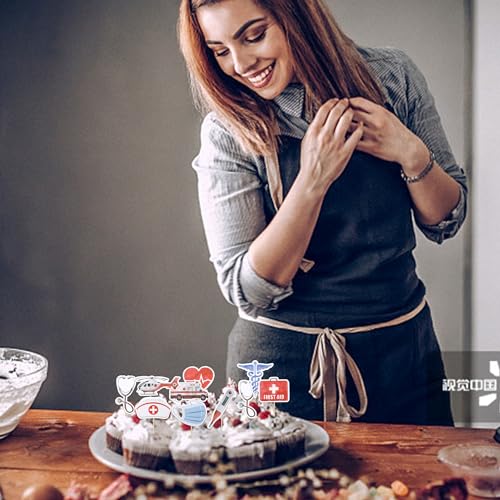 Rsstarxi 36 Pack Nurse Cupcake Toppers Nurse Decorations for Party Ambulance Helicopter Medical Instruments Cupcake Picks for Medical Nurse Theme Grad Birthday Party Cake Decorations