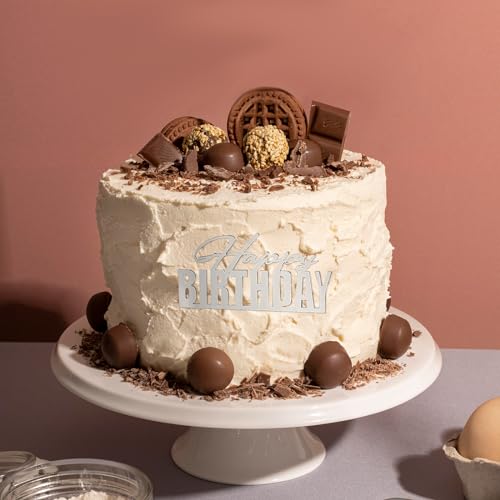 Qianyu 6 Packs Happy Birthday Cake Toppers Happy Birthday Acrylic Cake Topper Decorations Supplies Gold Cupcake Toppers for Children or Adults Cake Inserts DIY Cake Decor Souvenirs