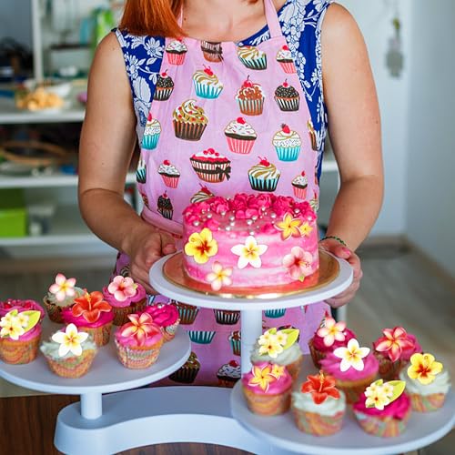 Ercadio 40 PCS Edible Wafer Paper Flowers Cupcake Toppers Summer Theme Flowers Cupcake Picks Edible Flowers Cake Decorations for Flowers Theme Wedding Party Kids Birthday Party Cake Supplies