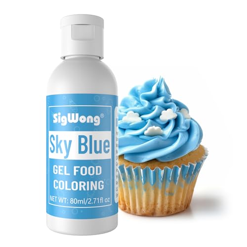 Gel Food Coloring - 80ml Sky Blue Flavorless Gel Based Food Color Dye, Vibrant Edible Concentrated Food Coloring for Cake Cookie Decorating, Easter Egg, Icing, Fondant, Baking, Macaron - 2.71 Fl.Oz Bottles