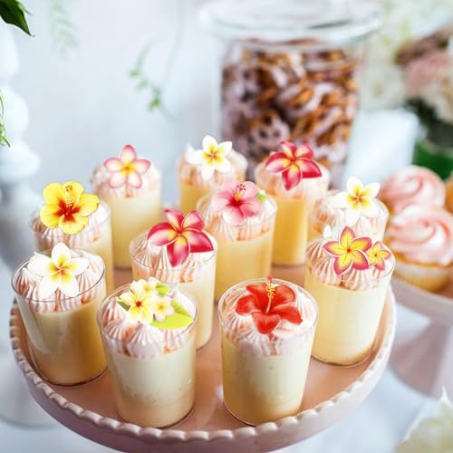 Ercadio 40 PCS Edible Wafer Paper Flowers Cupcake Toppers Summer Theme Flowers Cupcake Picks Edible Flowers Cake Decorations for Flowers Theme Wedding Party Kids Birthday Party Cake Supplies