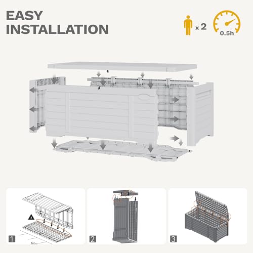 DWVO 120 Gallon Resin Outdoor Storage Box, White