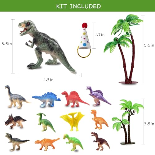 Dinosaur Birthday Decorations - Dinosaur Cake Toppers With Mini Hat - Funny Dino Cake Decoration Party Supplies Gift Ideas for Boys Girls Kids