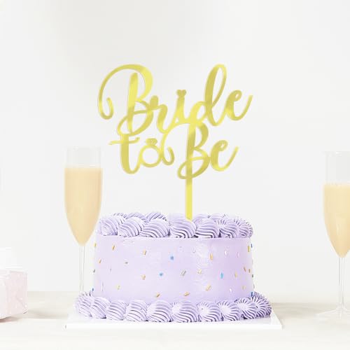 Sodasos Mirror acrylic Bride to Be Cake Topper - Bridal Shower Cake Topper,for Wedding Shower/Engagement/Bachelorette/Hen Party Decorations (gold)