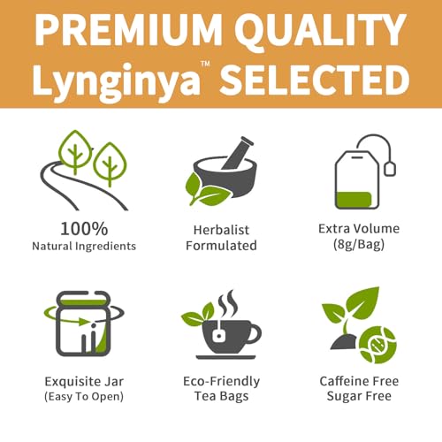 Lynginya Chrysanthemum Cassia Seed Tea, 8 Tea Bags with Burdock Root, Osmanthus, Goji Berries, Honeysuckle - Natural Herbal Tea - Earthy and Fragrant - Sugar Free & Caffeine Free