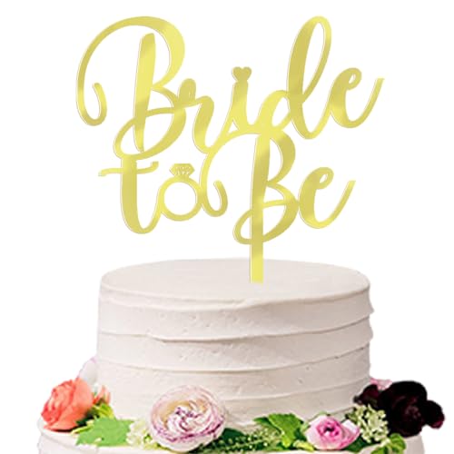 Sodasos Mirror acrylic Bride to Be Cake Topper - Bridal Shower Cake Topper,for Wedding Shower/Engagement/Bachelorette/Hen Party Decorations (gold)