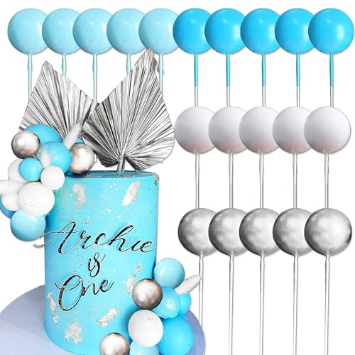 Blue Cake Decoration Blue Silver Balls Cake Topper Oh Boy Cake Topper Its a Boy Cake Decoration Baby Shower Cake Decoration for Wedding Bridal Shower Birthday