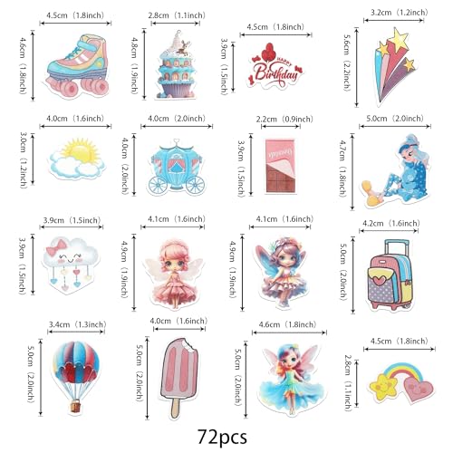 72 PCS Edible Fairy Cupcake Toppers Ballet Dancer Wing Angel Fairy Cupcake Picks Sun Rainbow Cupcake Decorations for Fairy Theme Baby Shower Wedding Birthday Party Cake Decorations Supplies