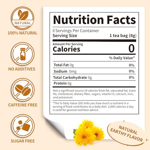 Lynginya Chrysanthemum Cassia Seed Tea, 8 Tea Bags with Burdock Root, Osmanthus, Goji Berries, Honeysuckle - Natural Herbal Tea - Earthy and Fragrant - Sugar Free & Caffeine Free