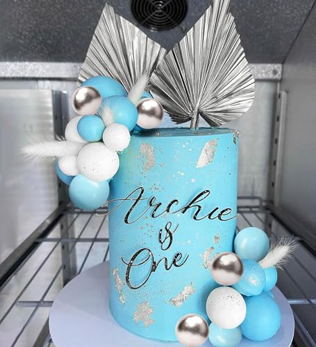Blue Cake Decoration Blue Silver Balls Cake Topper Oh Boy Cake Topper Its a Boy Cake Decoration Baby Shower Cake Decoration for Wedding Bridal Shower Birthday