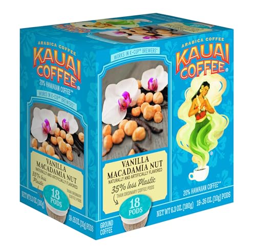 Kauai Coffee Single Serve 18 Count (Pack of 1) Vanilla Macadamia Nut
