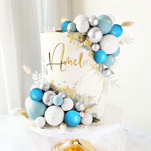 Blue Cake Decoration Blue Silver Balls Cake Topper Oh Boy Cake Topper Its a Boy Cake Decoration Baby Shower Cake Decoration for Wedding Bridal Shower Birthday