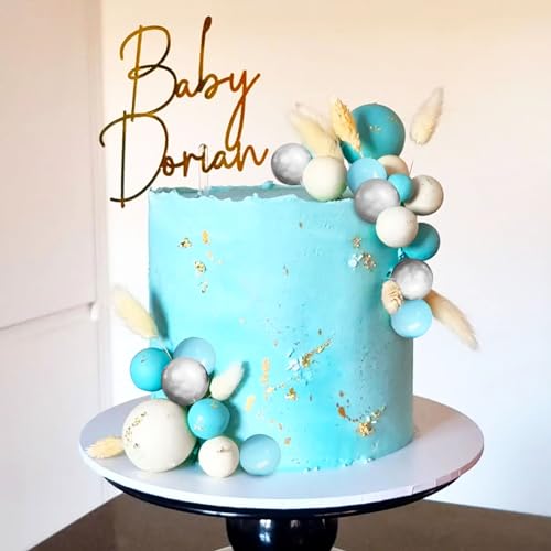 Blue Cake Decoration Blue Silver Balls Cake Topper Oh Boy Cake Topper Its a Boy Cake Decoration Baby Shower Cake Decoration for Wedding Bridal Shower Birthday