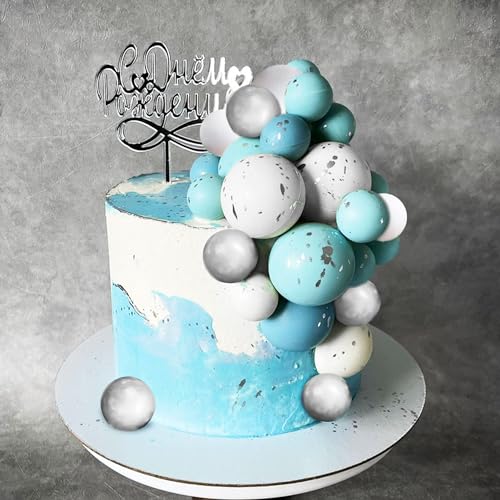 Blue Cake Decoration Blue Silver Balls Cake Topper Oh Boy Cake Topper Its a Boy Cake Decoration Baby Shower Cake Decoration for Wedding Bridal Shower Birthday