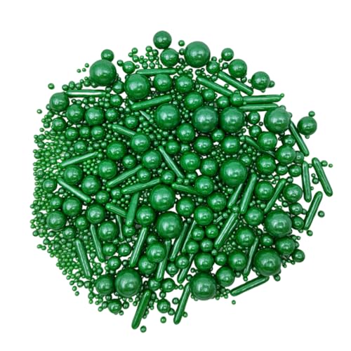 Edible Christmas Green Pearl Sugar Sprinkles Candy Mix Size Baking Edible Cake Decorations Cupcake Toppers Cookie Decorating Wedding Party Valentine Halloween Christmas Supplies 100g/3.53oz