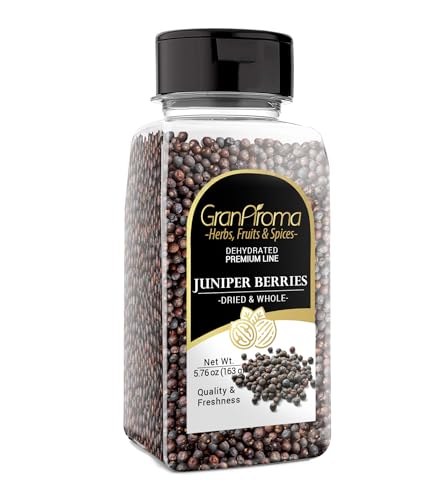 GranAroma Juniper Berries, Whole & Dried, Herbaceous Flavor, Cooking Spice (5.76 Ounce)