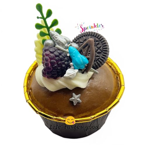 SE Si&Moos Space Theme Sprinkles Blue and Silver Grey Planet Rocket Sprinkles for Cake Decorating Edible Galaxy Cake Decorations for Birthday Party,Silver Grey Star Sprinkles for Cake Decorations, Baking, Ice Cream, Cookies, Cupcake Topper 3 OZ