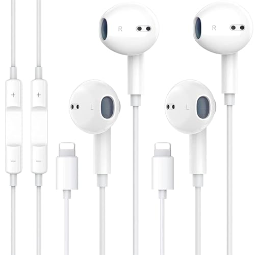 2 Pack for iPhone Headphones Wired Earbuds Earphones Nosie Reduction Built-in Microphone & Volume Control Compatible with iPhone 14/13/12/11/XR/XS/X/8/7/SE/Pro/Pro Max,Support All iOS System.
