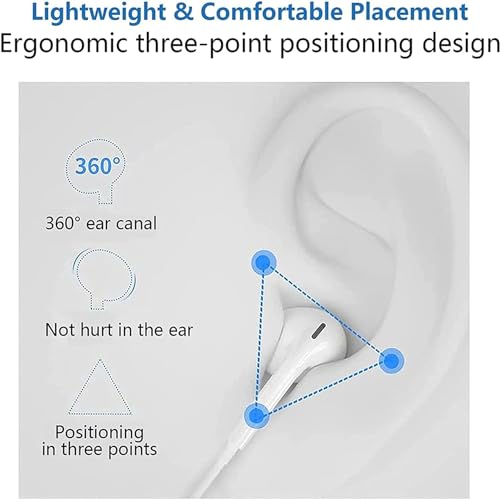 2 Pack for iPhone Headphones Wired Earbuds Earphones Nosie Reduction Built-in Microphone & Volume Control Compatible with iPhone 14/13/12/11/XR/XS/X/8/7/SE/Pro/Pro Max,Support All iOS System.