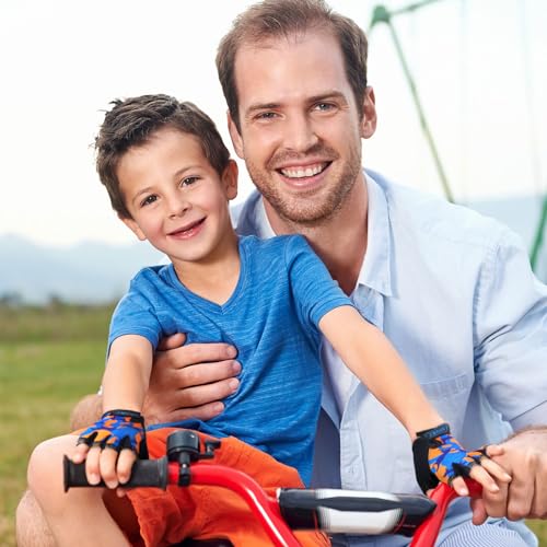 Boao 3 Pairs Kids Half Finger Gloves Sport Gloves Non-Slip Gel Gloves for Children Cycling Riding Biking (Vibrant,8-12 Years)