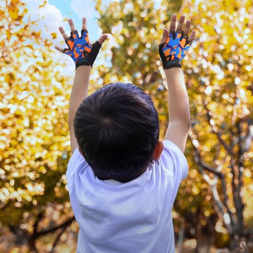 Boao 3 Pairs Kids Half Finger Gloves Sport Gloves Non-Slip Gel Gloves for Children Cycling Riding Biking (Vibrant,8-12 Years)