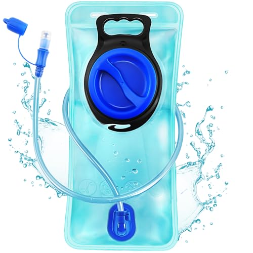 CHERAINTI Hydration Bladder, 2L Water Bladder for Hiking Backpack Leak Proof Water Reservoir Storage, 2 Liter BPA-Free Water Pouch Hydration Pack Replacement for Biking Climbing Cycling Running, Blue