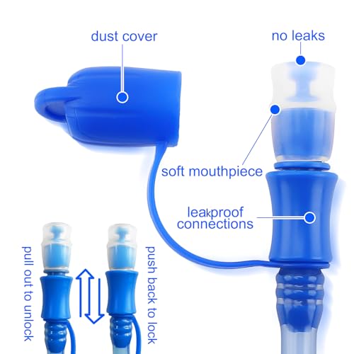 CHERAINTI Hydration Bladder, 2L Water Bladder for Hiking Backpack Leak Proof Water Reservoir Storage, 2 Liter BPA-Free Water Pouch Hydration Pack Replacement for Biking Climbing Cycling Running, Blue