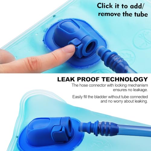 CHERAINTI Hydration Bladder, 2L Water Bladder for Hiking Backpack Leak Proof Water Reservoir Storage, 2 Liter BPA-Free Water Pouch Hydration Pack Replacement for Biking Climbing Cycling Running, Blue