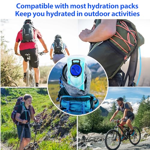 CHERAINTI Hydration Bladder, 2L Water Bladder for Hiking Backpack Leak Proof Water Reservoir Storage, 2 Liter BPA-Free Water Pouch Hydration Pack Replacement for Biking Climbing Cycling Running, Blue