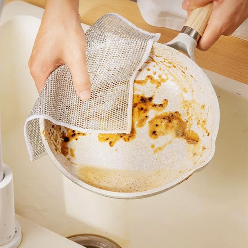 Bysku Upgraded Multipurpose Wire Dishwashing Rags, 2024 New Non Scratch Wire Dishcloth Scrubbing Wet and Dry Wire Washing Cloth Dish Rags for Washing Dishes Household Kitchen (10 PACK)