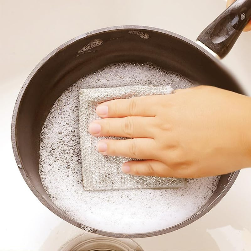 Bysku Upgraded Multipurpose Wire Dishwashing Rags, 2024 New Non Scratch Wire Dishcloth Scrubbing Wet and Dry Wire Washing Cloth Dish Rags for Washing Dishes Household Kitchen (10 PACK)