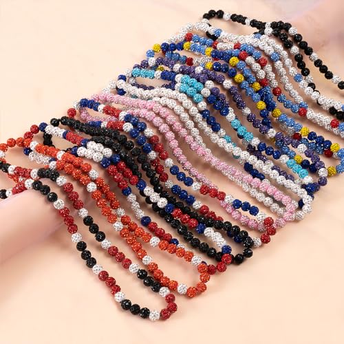 Baseball Sparkle Bead Necklace Ice Collection Necklace for Boys Youth, Baseball Bling Beaded Necklace - Athlete Inspired Rhinestone Necklace Accessories Gift for Baseball Lovers Players (Youth_16In, White/Red/Blue)