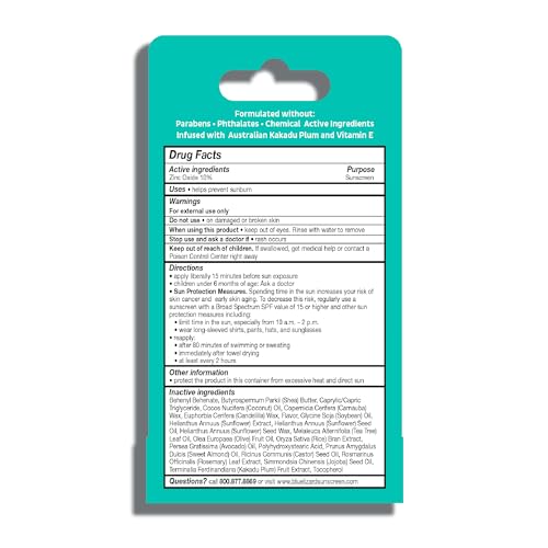 3-Pack Blue Lizard Mineral SPF 15 Lip Balm: Broad Spectrum Sun Protection, Natural Coconut Flavor, 8 Natural Oils, Infused with Australian Kakadu Plum, Rich in Vitamin C, Vegan, Each Tube 0.13 oz.
