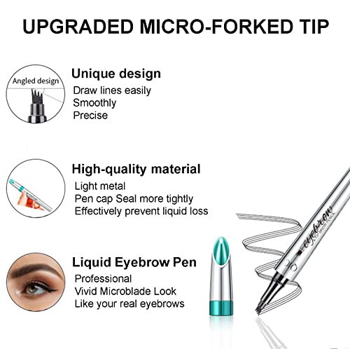 Eyebrow Microblading Pen, Eyebrow Pencil with an Upgrade Micro-Fork Tip Applicator, Waterproof Long-Lasting Microblading Pencil for Eyebrows (Medium Brown/Light Brown)