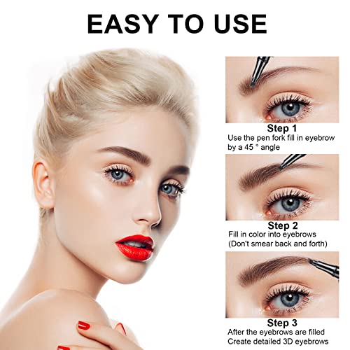 Eyebrow Microblading Pen, Eyebrow Pencil with an Upgrade Micro-Fork Tip Applicator, Waterproof Long-Lasting Microblading Pencil for Eyebrows (Medium Brown/Light Brown)