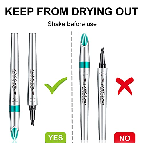 Eyebrow Microblading Pen, Eyebrow Pencil with an Upgrade Micro-Fork Tip Applicator, Waterproof Long-Lasting Microblading Pencil for Eyebrows (Medium Brown/Light Brown)