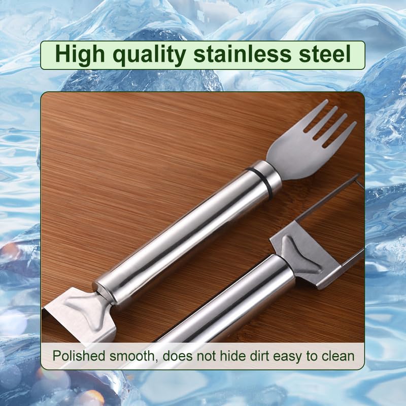 2-in-1 Stainless Steel Fruit Cutter, 2024 Upgraded Watermelon Fork Slicer Cutter Slicer Tool, Dual Head Fruit Forks Slicer Knife with Round Handle (1 PCS)