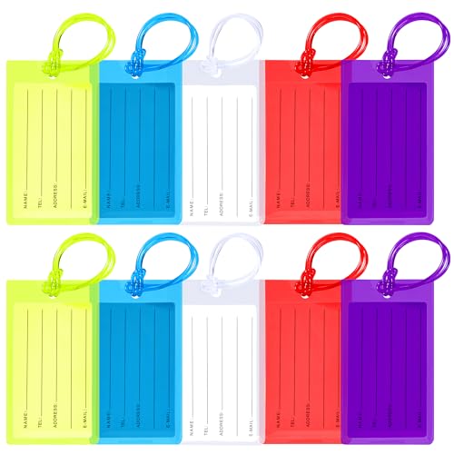 10 Pack Airplane Travel Essentials for Flying Luggage Tags for Suitcases Luggage Accessories School Backpack for Kids by Sodsay (Colorful)