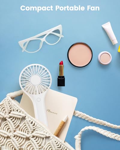 Edvision Handheld Fan, Portable Fan Mini Fan Powerful Hand Fan with 3 Speeds, USB Rechargeable Personal Fan, Makeup Lash Fan for Stylish Girls, Cute Small Pocket Fan for Travel/Outdoor/Home-White