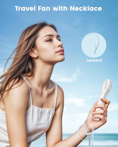 Edvision Handheld Fan, Portable Fan Mini Fan Powerful Hand Fan with 3 Speeds, USB Rechargeable Personal Fan, Makeup Lash Fan for Stylish Girls, Cute Small Pocket Fan for Travel/Outdoor/Home-White