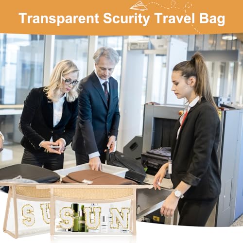 Clear Makeup Letter Stuff Bag Sunscreen Snack Bag Stuff Bags for Travel Beach Gifts (Clear- SUN)