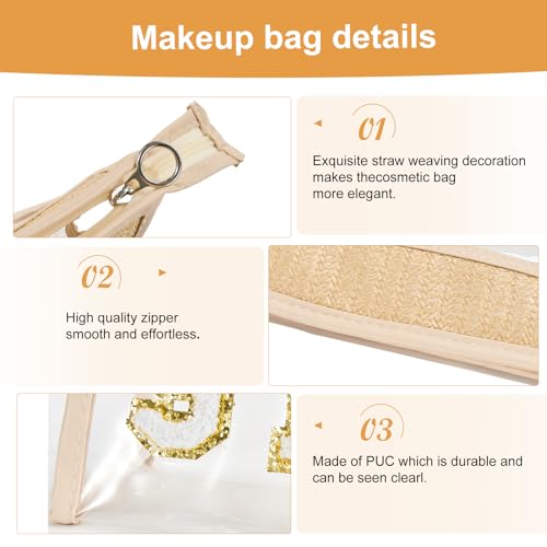 Clear Makeup Letter Stuff Bag Sunscreen Snack Bag Stuff Bags for Travel Beach Gifts (Clear- SUN)