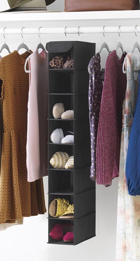 Whitmor Hanging Shoe Shelves - 8 Section - Closet Organizer - Black