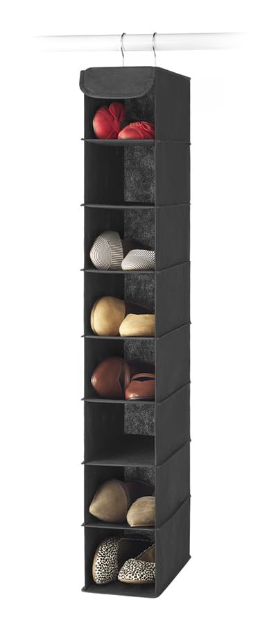 Whitmor Hanging Shoe Shelves - 8 Section - Closet Organizer - Black