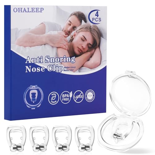 Anti Snoring Devices, Snore Stopper with Adjustable Magnet, Snoring Solution for Comfortable and Quieter Sleep, Silicone 4PCS Nose Clip Stop Snoring, Effective to Relieve Snoring
