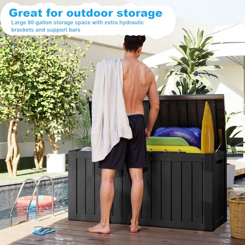 80 Gallon Lockable Resin Deck Box for Outdoors