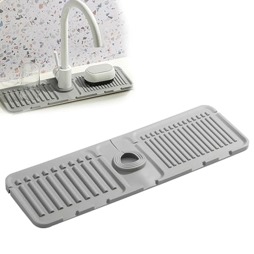 Faucet Mat for Kitchen Sink, 2024 New Kitchen Sink Splash Guard Silicone Draining Mat Fast Drying Stone Sink Tray, Sink Protectors Sink Faucet Mat Splash Guard for Kitchen Bathroom Sink Area (1PCS)