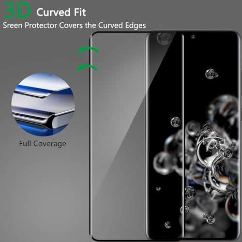 GUMANYU [2+2 Pack Galaxy S20 Ultra 5G Tempered Glass Screen Protector [Ultrasonic Fingerprint Unlock][9H Hardness][3D Curved] for Samsung Galaxy S20 Ultra 5G HD Tempered Glass Protector